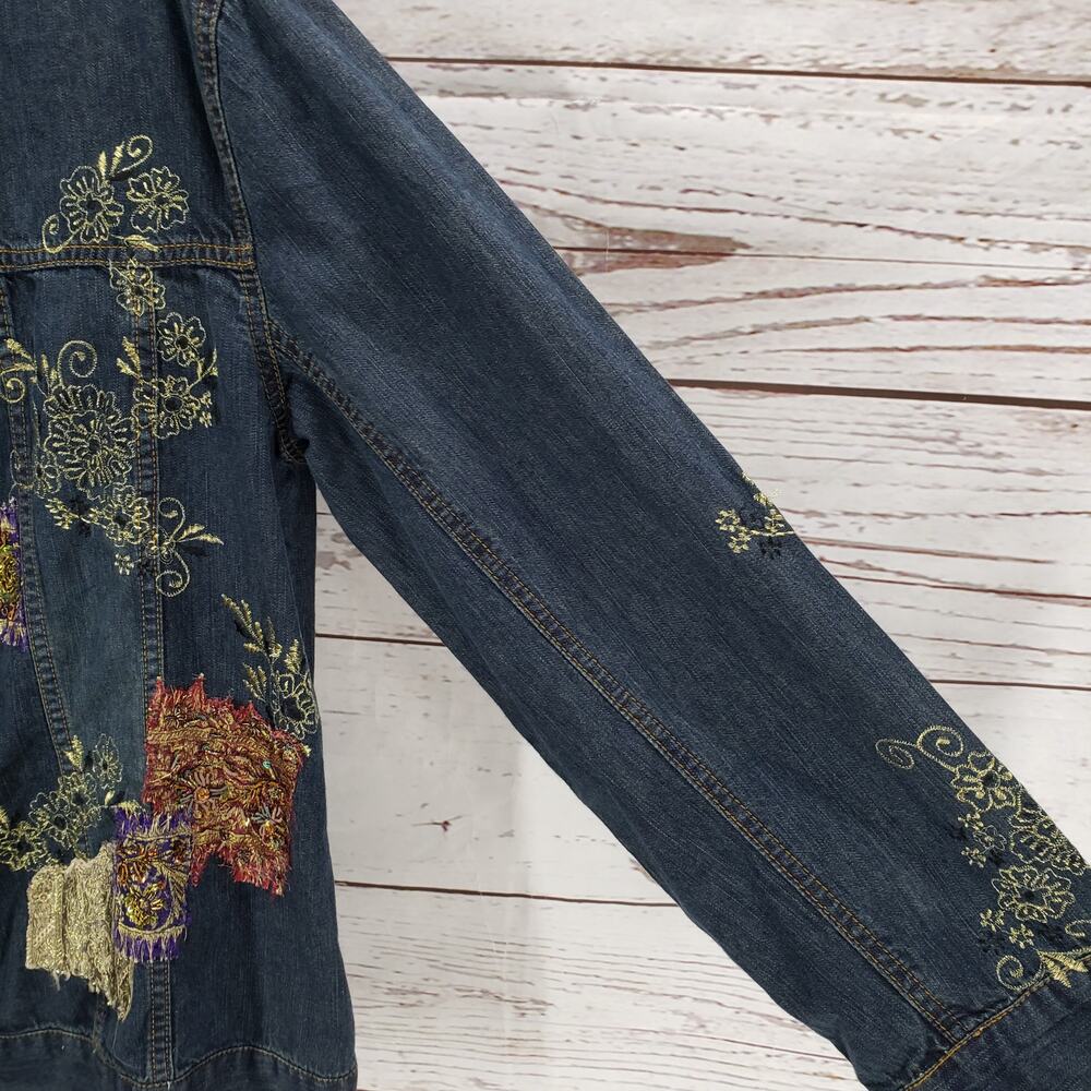 Chico's Women's Embroidered Patchwork Button Fron… - image 5